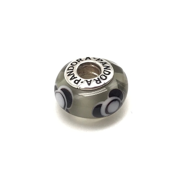 Pandora Gray Floral Murano Glass Charm - Picture 4 of 4